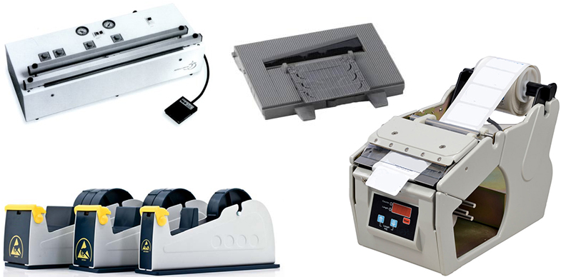 automatic tape dispensers, vacuum sealers, label dispensers and more from ASG, Botron, and SCS
