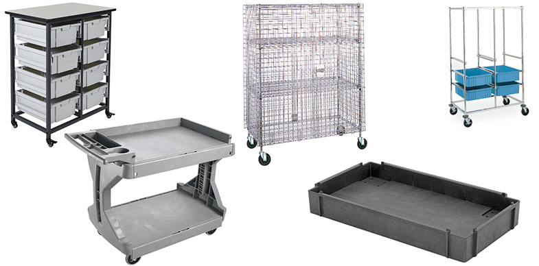 Kitting Carts, Mobile Tray Racks, Security Carts, and Utility Carts from InterMetro Industries, Olympic Storage Systems and Quantum Storage Systems