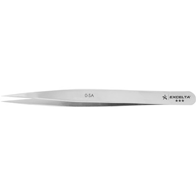 Excelta 0-SA - 3-Star Stainless Anti-Magnetic Straight Strong Point Tweezers - NEVERUST® - 4.75"