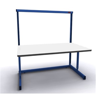 Production Basic 1006 - Stand-Alone C-Leg Station Workbench - 60" W x 36" D - Blue Frame - White Surface
