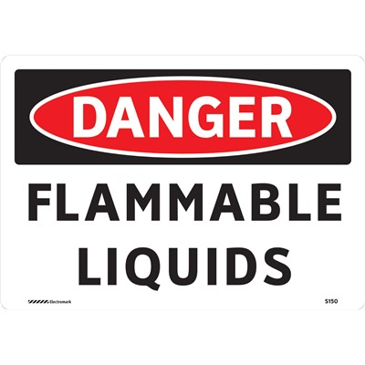 Brady 102439 - DANGER Flammable Liquids Sign - 7" H x 10" W - Black/Red on White - Vinyl