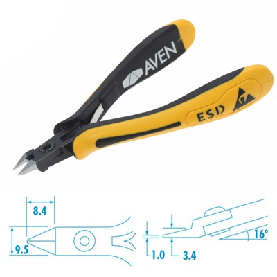 Aven 10826S - Semi-Flush ESD Accu-Cut Cutter - Tapered Head w/Relief - 5.12" L