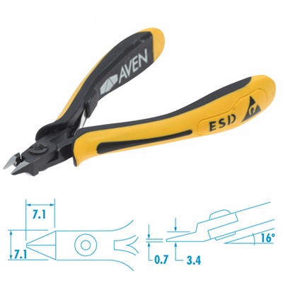 Aven 10828F - Flush ESD Accu-Cut Cutter - Miniature Tapered Head w/Relief - 5.12" L