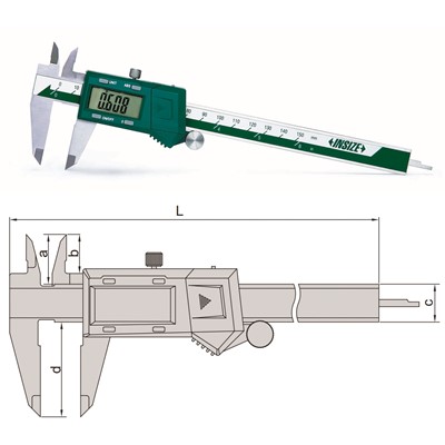 Insize 1102-150 - Electronic Caliper - 0-6"/0-150mm Range - 0.01mm, 0.0005", 1/128" Resolution