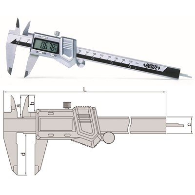 Insize 1114-150A - Electronic Caliper - 0-6"/0-150mm Range