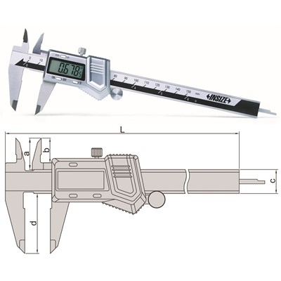 Insize 1114-300A - Electronic Caliper - 0-12"/0-300mm Range