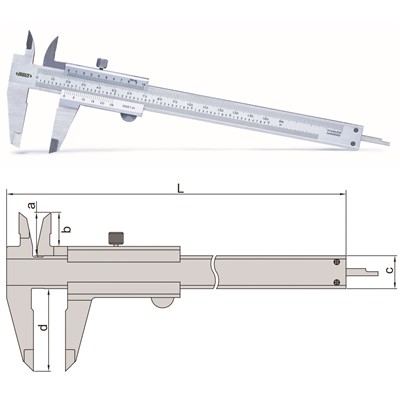 Insize 1205-1502E - Vernier Caliper - 0-6"/0-150mm Range