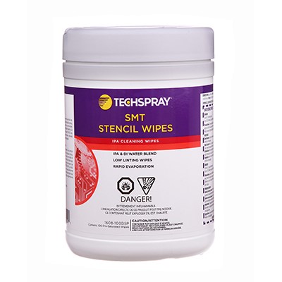 Techspray 1608-100DSP - SMT Stencil Wipes - 70%IPA - 100 Wipes/Container