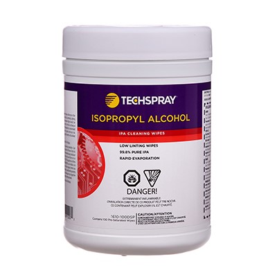 Techspray 1610-100DSP - Isopropyl Alcohol General Cleaning Wipes - 100 Wipes/Canister