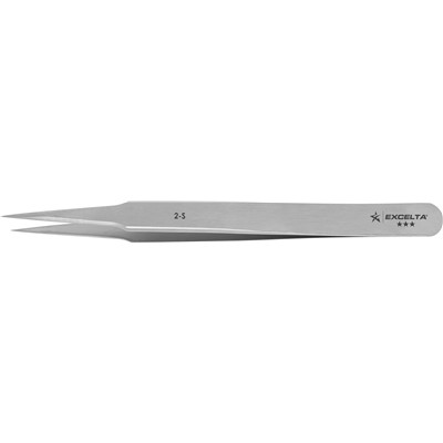 Excelta 2-S - 3-Star Tapered Tip Medium Point Tweezers - Stainless Steel - 4.75"