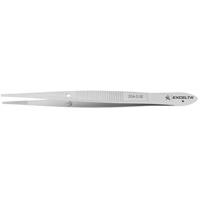 Excelta 20A-S-SE - 1-Star Straight Tip Medium Point Tweezers - 400 Series Stainless Steel - 4.5"