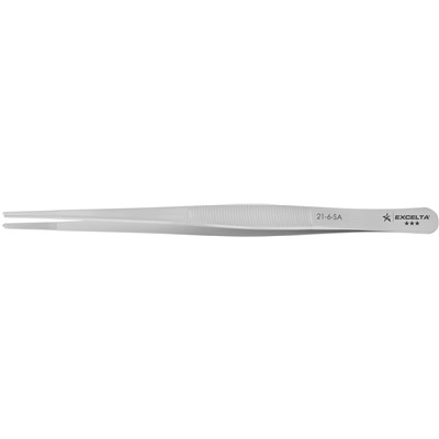 Excelta 21-6-SA - 3-Star Straight Strong Broad Tip Serrated Tweezers - 300 Series Stainless Steel - 6"