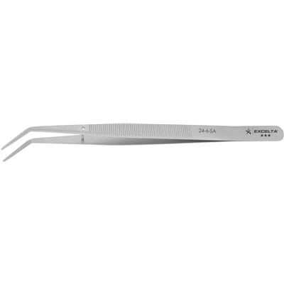 Excelta 24-6-SA - 3-Star Angled Tip Broad Point Tweezers - NEVERUST® - 6"
