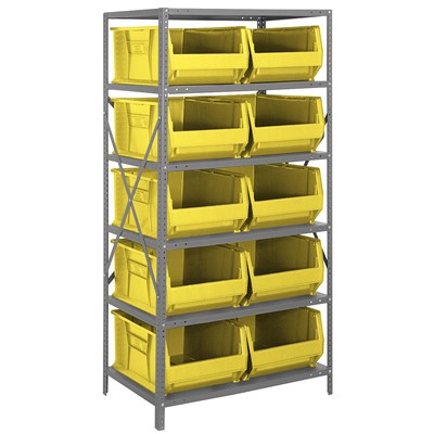 Quantum Storage Systems 2475-954 YL - Hulk Series Container Shelving w/10 Bins - 24" x 36" x 75" - Yellow