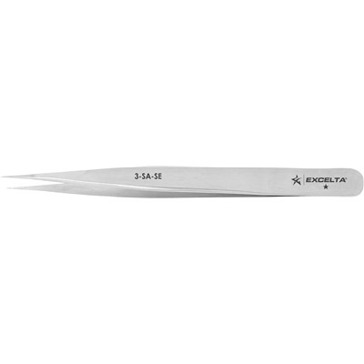 Excelta 3-SA-SE - 1-Star Economy Fine Tip Precision Point Tweezers - Anti-Magnetic Stainless Steel - 4.75"