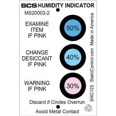 SCS 3HIC125 - 3-Spot Humidity Indicator Card - 30-40-50% - 2" x 3" - 125/Can