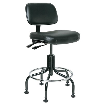 Bevco 5201-V-BK - Doral 5000 Series Upholstered Chair w/Seat & Back Tilt - Vinyl - 20"-25" - Mushroom Glides - Black