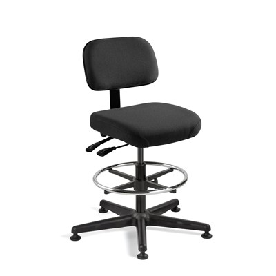Bevco 5301-F-BK - Doral 5000 Series Upholstered Chair w/Seat & Back Tilt - Fabric - 20.5"-28" - Mushroom Glides - Black