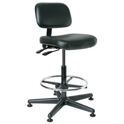 Bevco 5501-V-BK - Doral 5000 Series Upholstered Chair w/Seat & Back Tilt - Vinyl - 23"-33" - Mushroom Glides - Black