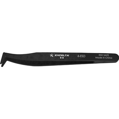 Excelta 6-ESD - 2-Star Angled Tip ESD-Safe Tweezers - Conductive plastic - 4.75"