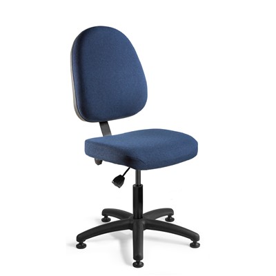 Bevco 6000-F-NY - Integra 6000 Series Upholstered Office Chair - Fabric - 17"-22" - Mushroom Glides - Navy Blue