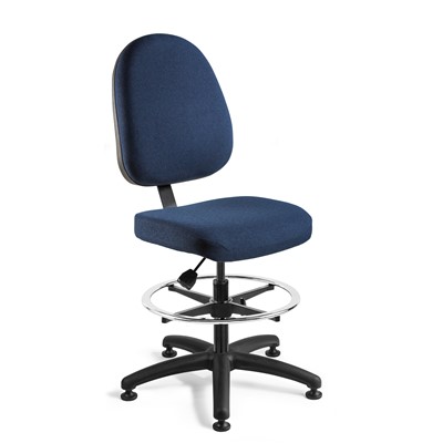 Bevco 6300-F-NY - Integra 6000 Series Upholstered Office Chair - Fabric - 20"-27.5" - Mushroom Glides - Navy Blue