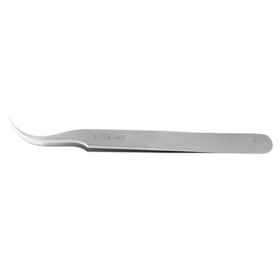 Excelta 7-SA-MP - Anti-Magnetic Stainless Steel Tweezers - Curved Very Fine Point - Mirror Polished Tips - 4.5" (112.5mm)