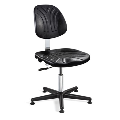 Bevco 7002DC - Dura 7000D Series Ergonomic ISO 4 Cleanroom Chair w/Independent Seat & Back Tilt - Polyurethane - 15"-20" - Mushroom Glides - Black