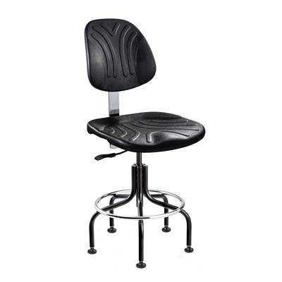 Bevco 7602D - Dura 7000D Series Ergonomic Chair w/Independent Seat & Back Tilt - Polyurethane - 24"-29" - Mushroom Glides - Black