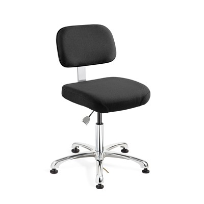 Bevco 8050-F-EB - Doral-E 8000 Series ESD Laboratory Chair - Static Control Fabric - 15.5"-21" - ESD Mushroom Glides - Ebony