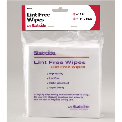 ACL Staticide 8067 - Lint-Free Wipes - 4" x 4" - 20 Wipes/Bag