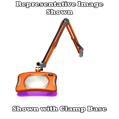O.C. White 81300-4-UV-BO - Green-Lite ESD-Safe Rectangle UV LED Magnifier - 2x (4-Diopter) - 30" - LED/UV - Screw Down Base - Brilliant Orange