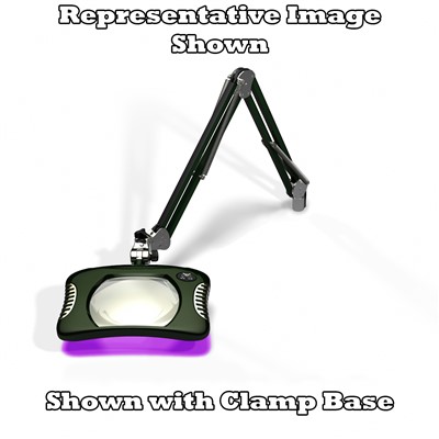 O.C. White 81600-4-UV-RG - Green-Lite ESD-Safe Rectangle UV LED Magnifier - 2x (4-Diopter) - 30" - LED/UV - Weighted Base Base - Racing Green