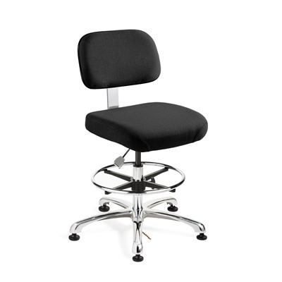 Bevco 8350-F-EB - Doral-E 8000 Series ESD Laboratory Chair - Static Control Fabric - 19"-26.5" - ESD Mushroom Glides - Ebony