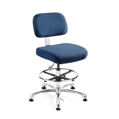 Bevco 8350-F-NY - Doral-E 8000 Series ESD Laboratory Chair - Static Control Fabric - 19"-26.5" - ESD Mushroom Glides - Navy Blue