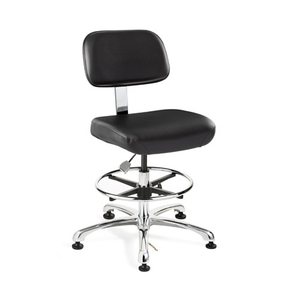 Bevco 8350-V-BK - Doral-E 8000 Series ESD Laboratory Chair - Static Control Vinyl - 19"-26.5" - ESD Mushroom Glides - Black