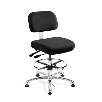 Bevco 8351-F-EB - Doral-E 8000 Series ESD Laboratory Chair w/Seat & Back Tilt - Static Control Fabric - 19"-26.5" - ESD Mushroom Glides - Ebony