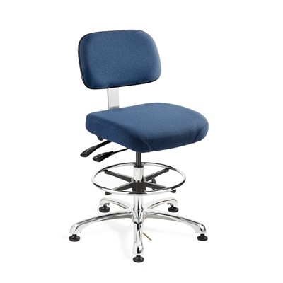Bevco 8351-F-NY - Doral-E 8000 Series ESD Laboratory Chair w/Seat & Back Tilt - Static Control Fabric - 19"-26.5" - ESD Mushroom Glides - Navy Blue