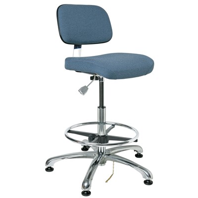 Bevco 8550-F-SB - Doral-E 8000 Series ESD Laboratory Chair - Static Control Fabric - 21.5"-31.5" - ESD Mushroom Glides - Blue