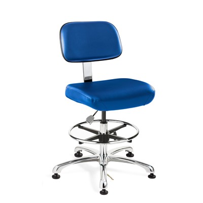 Bevco 8550-V-BK - Doral-E 8000 Series ESD Laboratory Chair - Static Control Vinyl - 21.5"-31.5" - ESD Mushroom Glides - Black