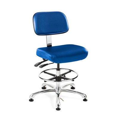 Bevco 8551-V-BL - Doral-E 8000 Series ESD Laboratory Chair w/Seat & Back Tilt - Static Control Vinyl - 21.5"-31.5" - ESD Mushroom Glides - Blue