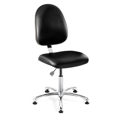 Bevco 9051LC3-BK - Integra-CR 9000 Series Class 1000 Cleanroom/Laboratory Chair - Vinyl - 15.5"-21" - Mushroom Glides - Black