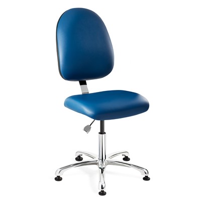 Bevco 9051LC3-BL - Integra-CR 9000 Series Class 1000 Cleanroom/Laboratory Chair - Vinyl - 15.5"-21" - Mushroom Glides - Blue
