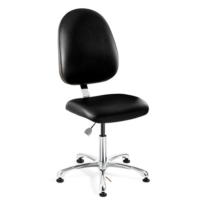 Bevco 9051LE1-BK - Integra-ECR 9000 Series Class 10 ESD Cleanroom Chair - Static Control Vinyl - 15.5"-21" - ESD Mushroom Glides - Black