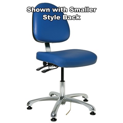 Bevco 9051LE2-BL - Integra-ECR 9000 Series Class 100 ESD Cleanroom Chair - Static Control Vinyl - 15.5"-21" - ESD Mushroom Glides - Blue