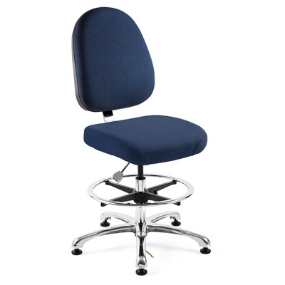 Bevco 9350L-E-F-NY - Integra-E 9000 Series ESD Chair - Static Control Fabric - 19"-26.5" - ESD Mushroom Glides - Navy Blue