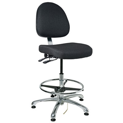 Bevco 9551M-E-F-EB - Integra-E 9000 Series ESD Chair - Static Control Fabric - 21.5"-31.5" - ESD Mushroom Glides - Ebony