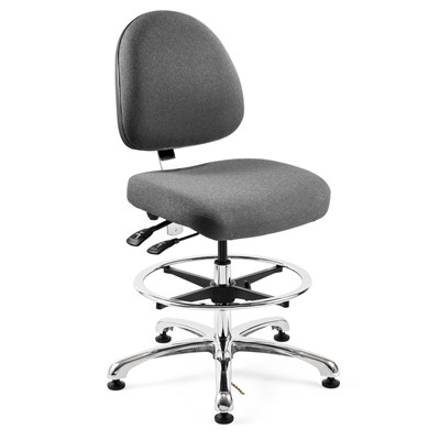 Bevco 9551M-E-F-GY - Integra-E 9000 Series ESD Chair - Static Control Fabric - 21.5"-31.5" - ESD Mushroom Glides - Gray