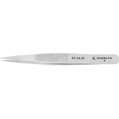 Excelta AC-SA-SE - 1-Star Economy Straight Tip Medium Point Tweezers - Anti-Magnetic Stainless Steel - 4.25"