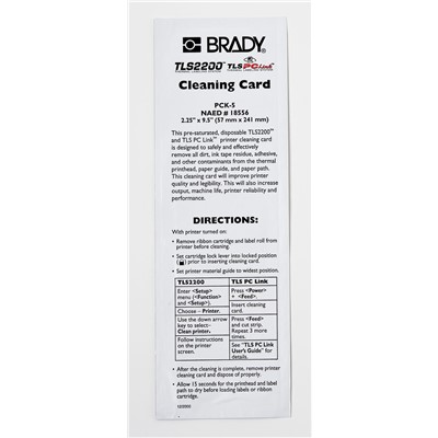 Brady PCK-5 - Cleaning Kit for TLS 2200® - 5 Cleaning Cards